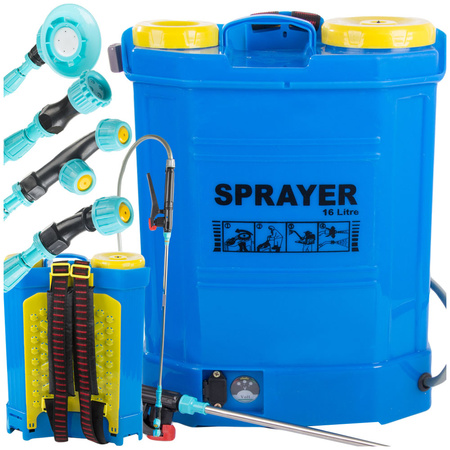 PULVÉRISATEUR À PRESSION À DOS AVEC BATTERIE, LONGUE LANCE DE JARDIN 16L