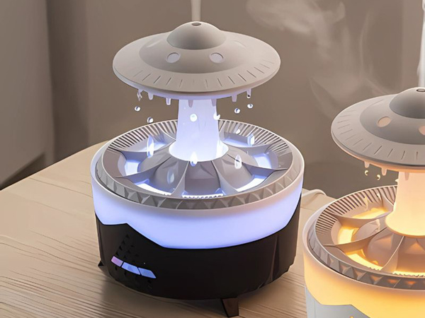 Humidificador difusor de aromas lámpara led con forma de ovni con mando a distancia