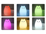 Led nočné svetlo pre deti rgb cat touch silikón