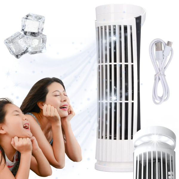 Ventilator de birou mini coloană cu lumină led 2 viteze usb funcționare silențioasă