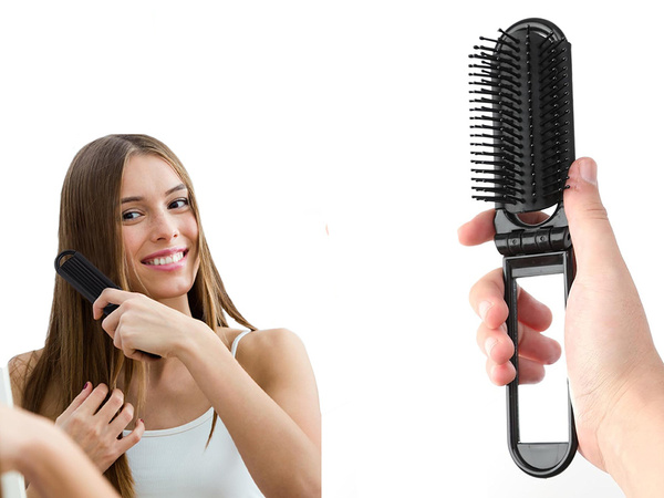 Brosse à cheveux miroir pliant miroir de voyage pratique avec miroir
