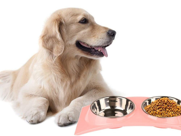 Kovinske posode za pitje za pse in mačke 2 kosa 0,4 l