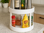 Rotating organiser for the kitchen storage box for spices round organiser