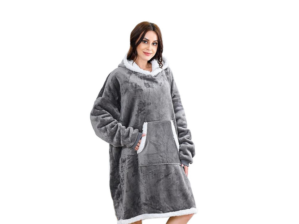 Sudadera caliente manta oversize xxl 2en1 piel gruesa suave bata con capucha