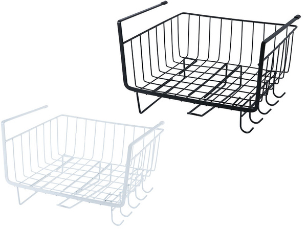 Metal basket under cabinet top 6 hooks paper holder