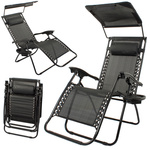Chaise de plage pliante zero gravity 2in1 chair with canopy
