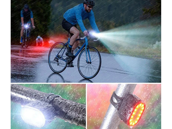 Velosipēdu priekšējā aizmugurējā gaisma, kas vadīja velosipēda stūres spēcīgu usb spilgti