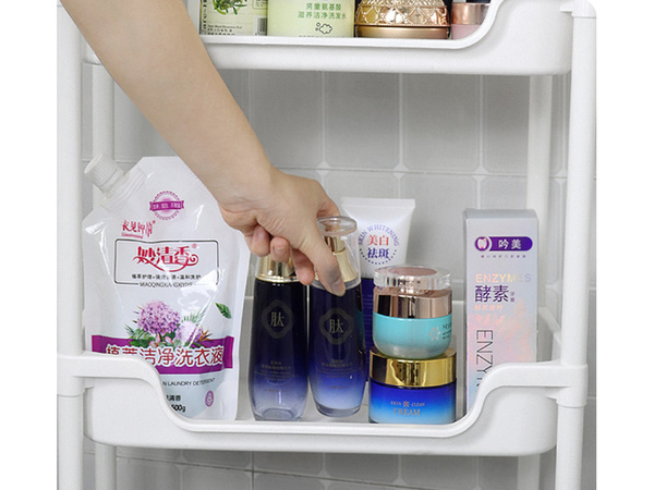 Koupelnová polička kuchyňská skříňka pojízdná knihovna na kolečkách 3 úrovně háčky