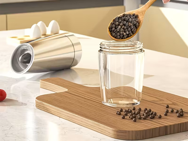 Młynek elektryczny do pieprzu soli grawitacyjny z podświetleniem regulacją