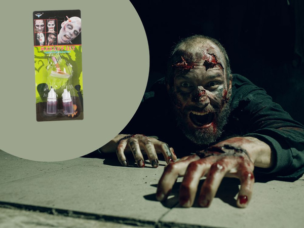 Võltsitud haava meigikomplekt halloween meigikomplekt verega pliiatsiga kleebitud