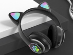 Bezvadu austiņas bluetooth radio fm mp3 kaķu ausis vadīja apgaismojumu