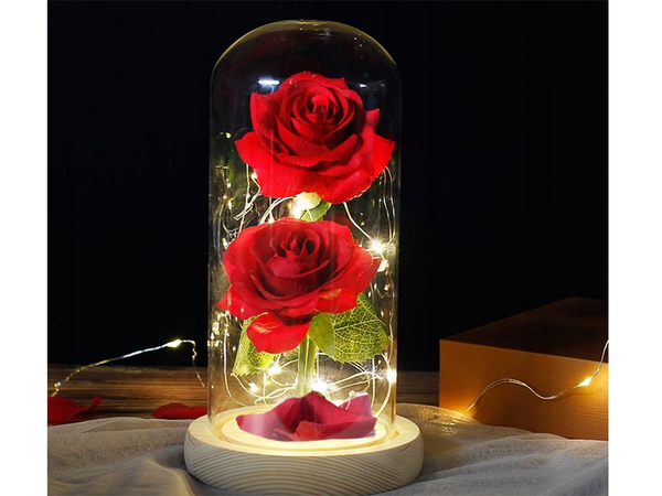 Rose éternelle en verre rouge cadeau lumineux pour une occasion pour femmes