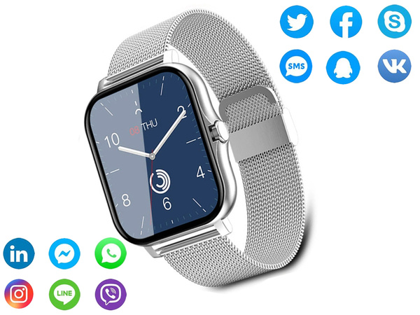 Smartwatch zegarek damski męski gumowy pasek sport bluetooth rozmowy szary