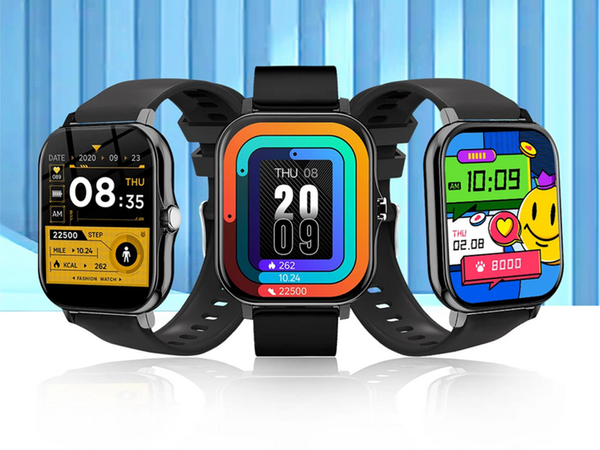 Reloj inteligente para mujer y hombre con correa de goma, deportivo, Bluetooth, llamadas, negro