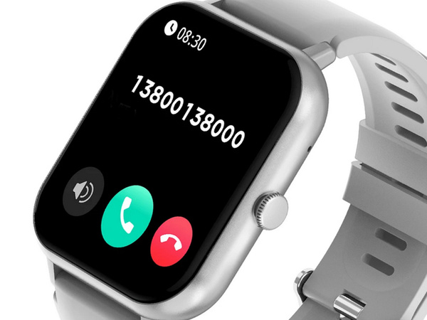 Inteligentné hodinky pre ženy a mužov s gumovým remienkom, športové, Bluetooth, volania, sivé