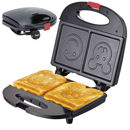 Toaster sandwich maker with smiles non-slip 750w non-stick