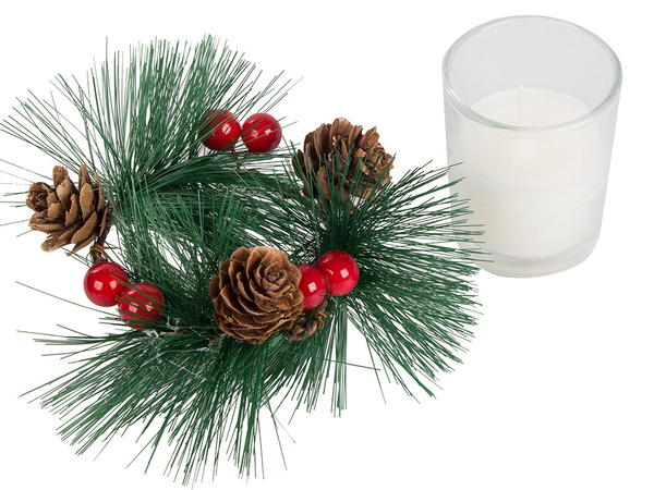 Decorative candles in glass candles wreath set for christmas 2 pcs