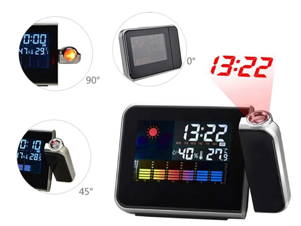 Orų stoties laikrodis su projektoriumi, higrometru, data