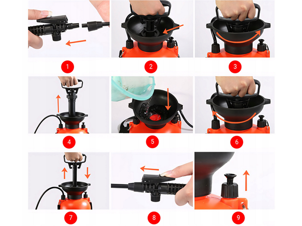 Nyomáspermetező kerti kézi permetező hosszú lándzsa 5l övvel