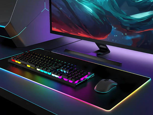 Mängupadi valgustatud rgb xxl 90x40 hiire all klaviatuur usb