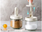 Kitchen spice container with food spoon cup with ear lock