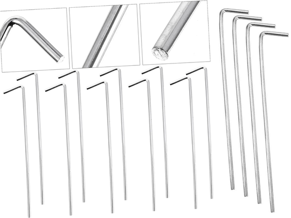 Tent pillars anchor pigs steel 24cm 10pcs hook & loop pins