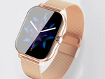 Inteligentné hodinky pre ženy a mužov s gumovým remienkom, športové, Bluetooth, volania, zlaté