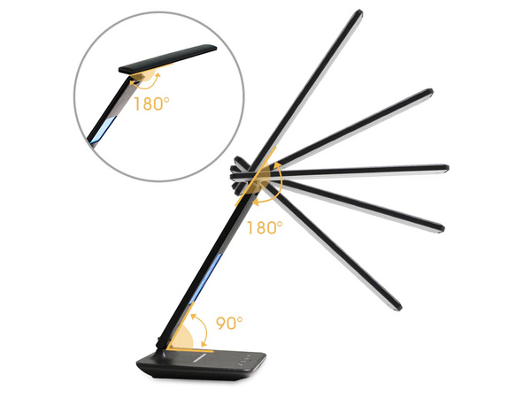 Led asztali lámpa iskola usb óra qi töltő