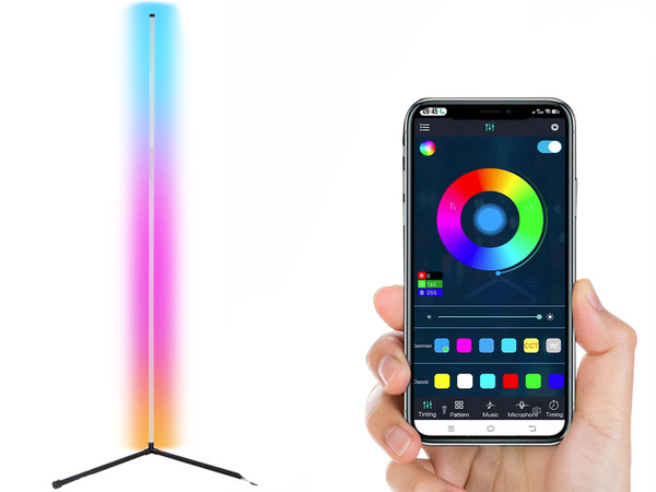 Grindų kampinis rgb vadovaujama naktinė lempa miegamajam 1.5