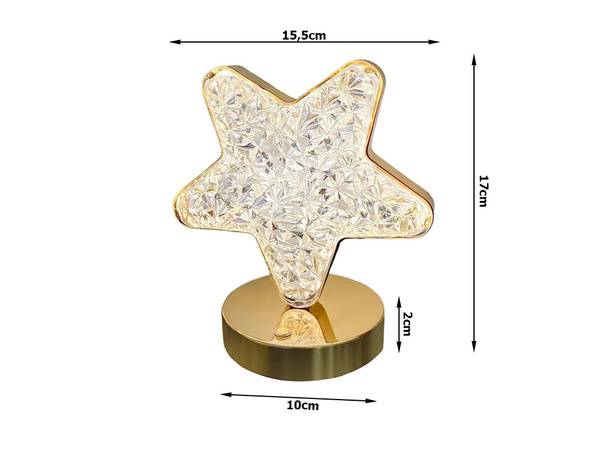 Stolní hvězda noční světlo křišťálové vedlo rgb usb