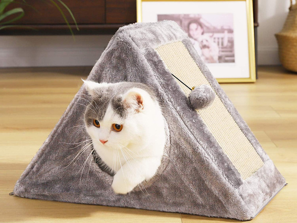 Scratching post triangle cat kennel cat bed toy ball