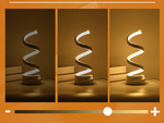 Spiral LED desk lamp, 3 light colours, USB brightness control