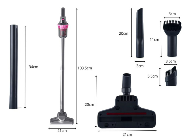 Aspirador vertical de mano sin bolsa 2en1 100w 4 boquillas hepa