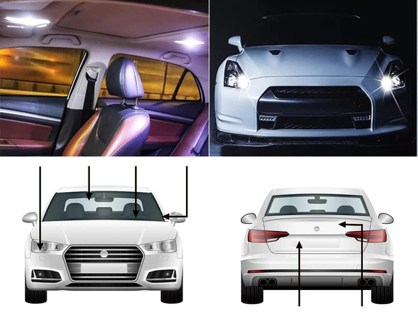 W5w t10 alb cristalic led lumină auto 2 buc component
