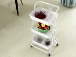 Estante de baño, armario de cocina, estantería móvil con ruedas, 3 niveles, blanco