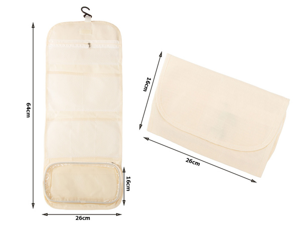 Collapsible vanity case hanging bathroom organiser with hanger