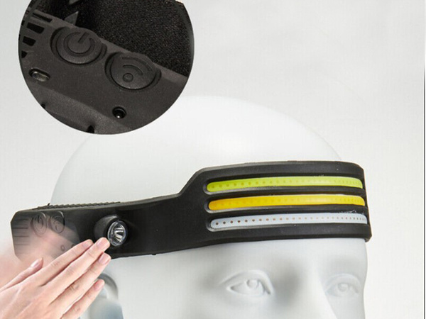 LINTERNA FRONTAL LED RECARGABLE USB CON SENSOR DE MOVIMIENTO 3 BANDAS