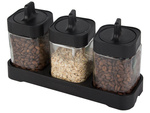 Recipientes de cristal para especias con cuchara juego de 3 piezas