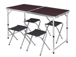 Folding camping table tourist table set with 4 chairs garden table