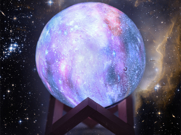 3d rgb luna luz de noche con mando a distancia