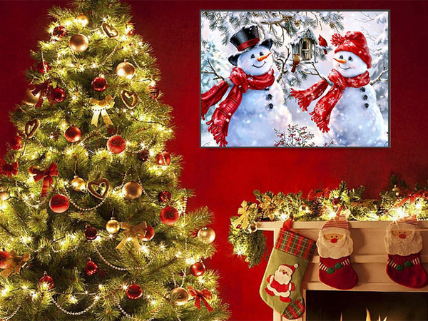 Bordado diamante conjunto muñeco de nieve navidad 5d