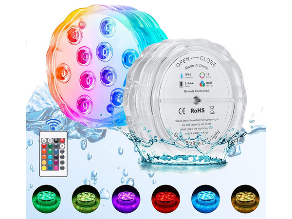 Pool light underwater lights 10 led remote control rgb ip68 waterproof for pool