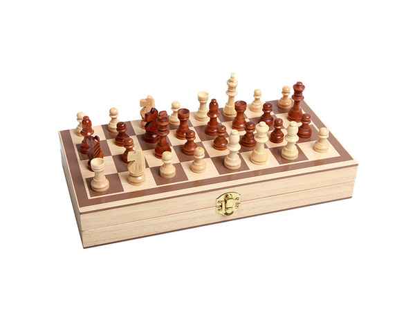 Juego de ajedrez damas triktrak grande de madera 3en1