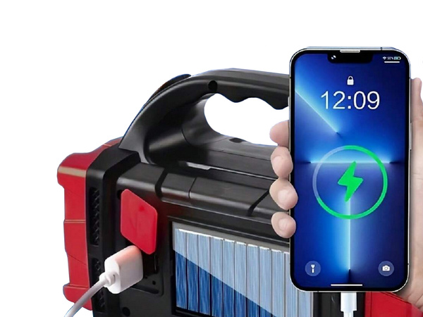 Linterna solar portátil recargable led cob powerbank proyector