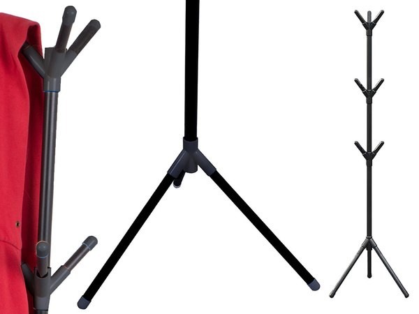 Padlóra állítható ruhatartó állvány kabátok padló állvány fém fekete