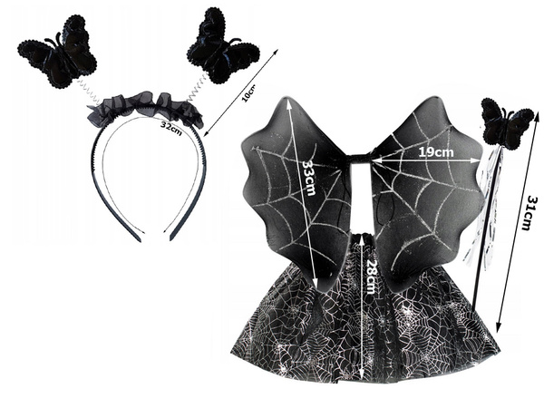 Halloween kostým obliekať sukňu pavúk čelenka motýlie krídla prútik
