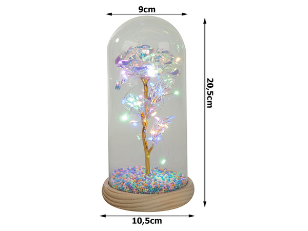Rosa eterna en caja de cristal luminosa led regalo dia de la mujer
