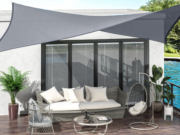 Vela de sombra impermeable de jardín 3x2m gris rectángulo toldo