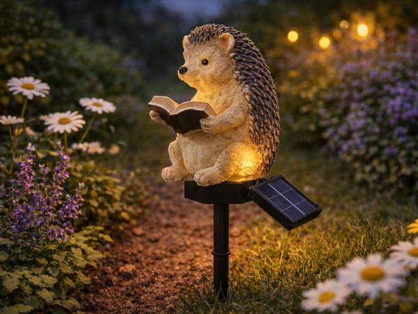 SOLAR LED LAMP WITH TWILIGHT SENSOR GARDEN HEDGEHOG DECORATIVE HEDGEHOG
