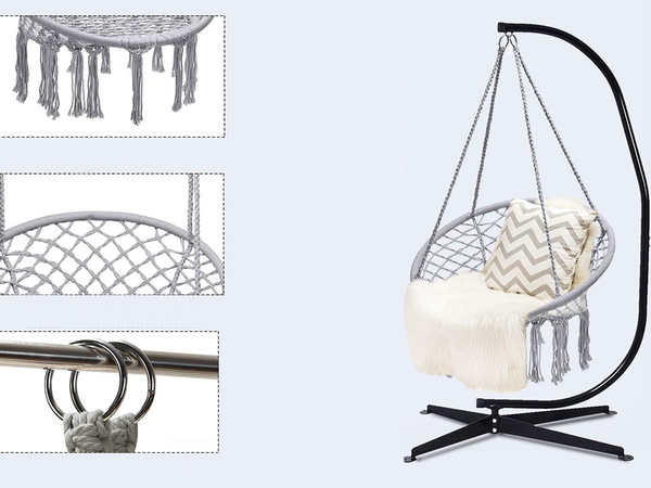 Dārza šūpoles stārķa ligzda karājas krēsls boho 80cm